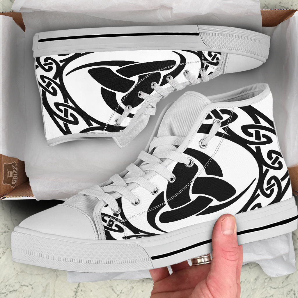 Celtic Endless Knot Symbols Print White High Top Shoes-grizzshop