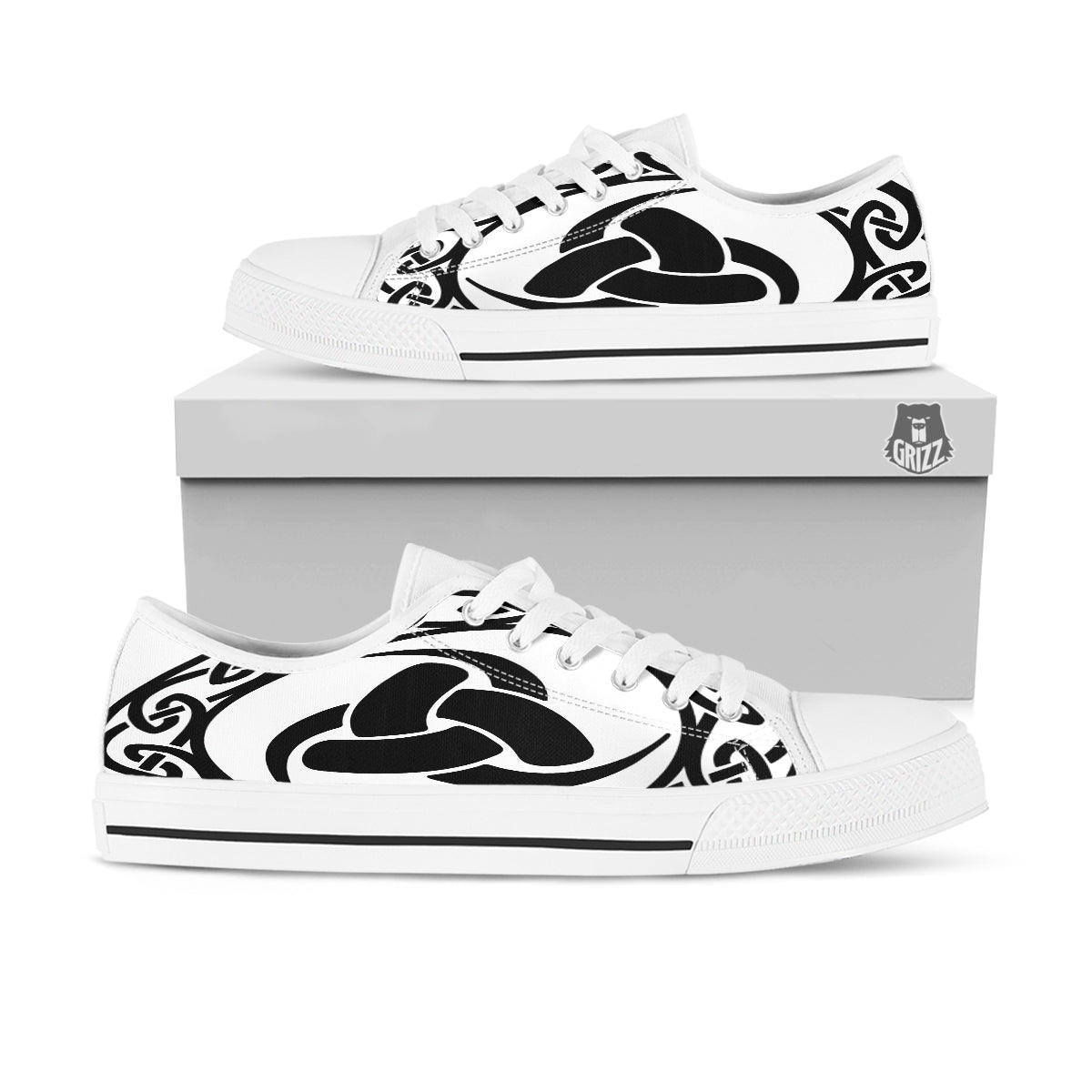 Celtic Endless Knot Symbols Print White Low Top Shoes-grizzshop