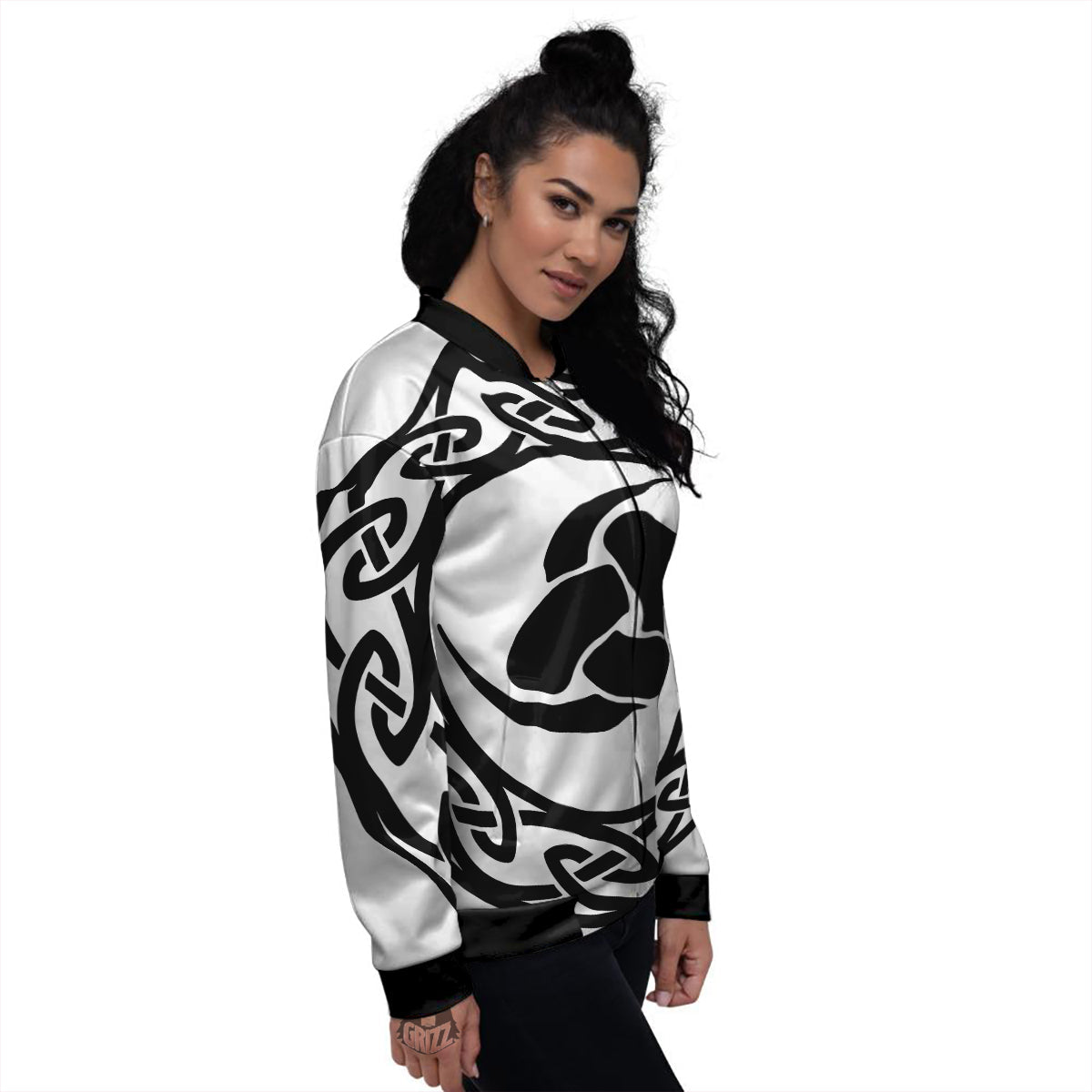 Celtic Endless Knot Symbols Print Women's Bomber Jacket-grizzshop