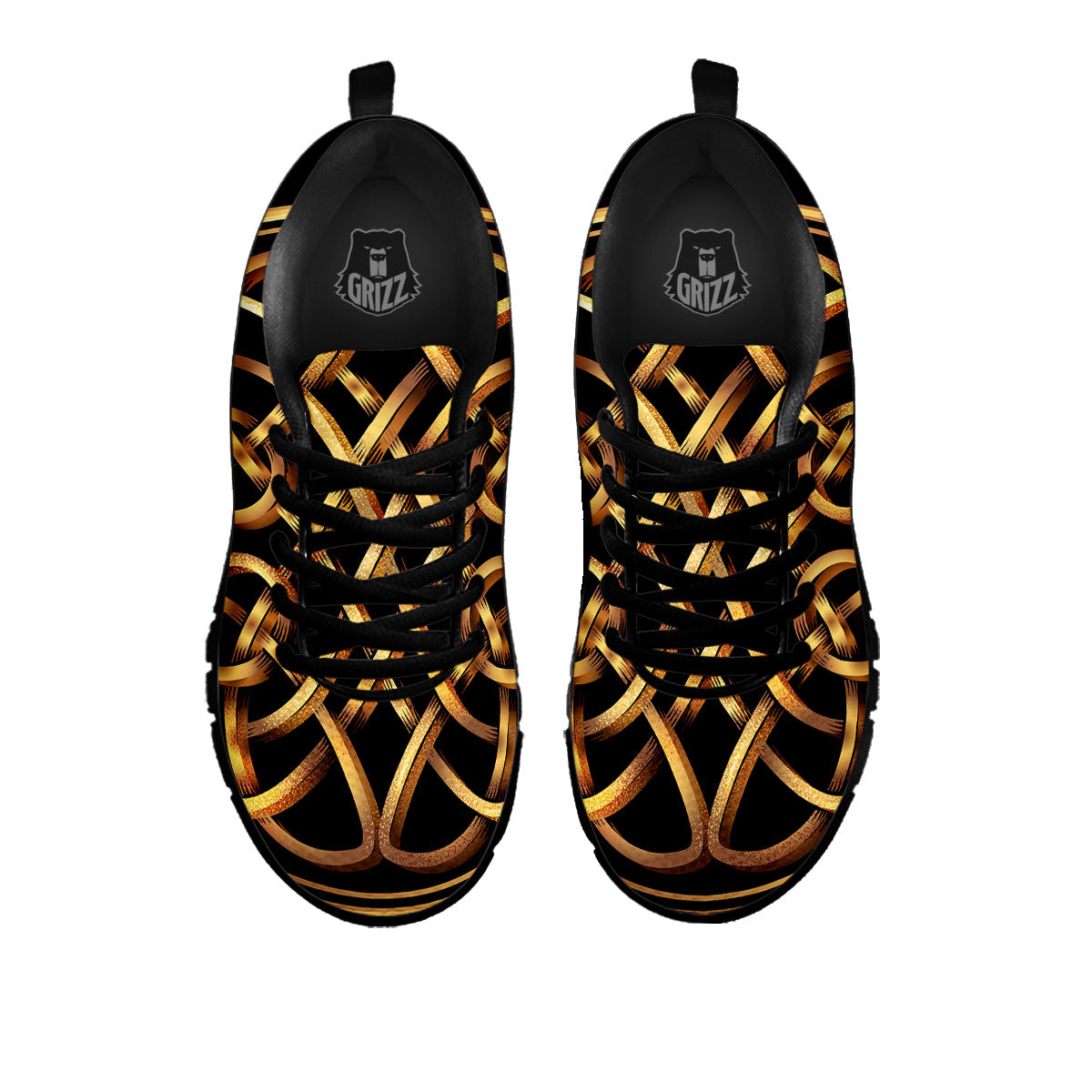 Celtic Knot Golden Print Black Sneaker-grizzshop