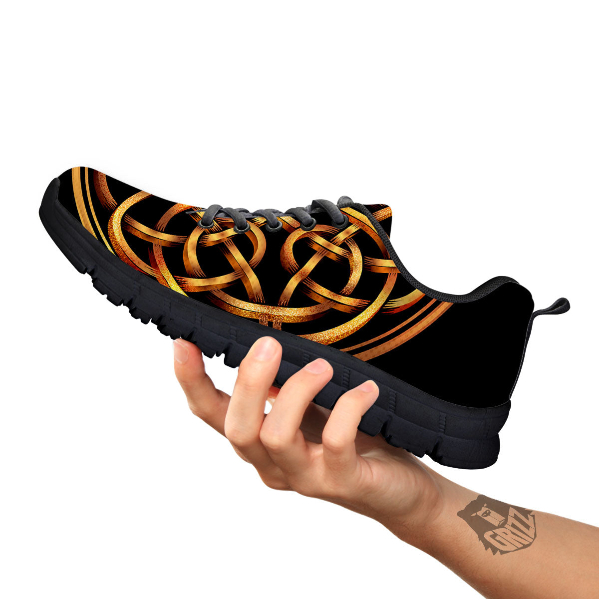 Celtic Knot Golden Print Black Sneaker-grizzshop