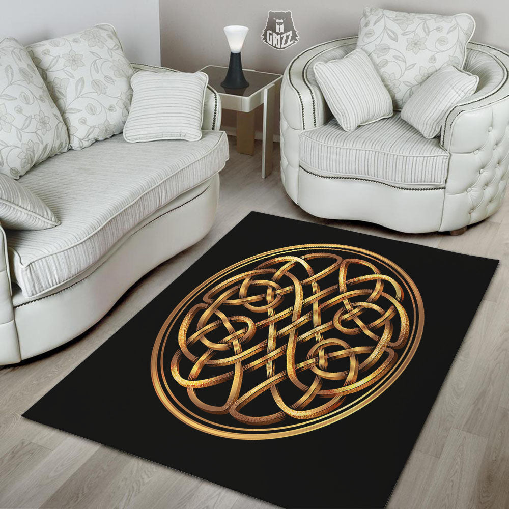 Celtic Knot Golden Print Floor Mat-grizzshop