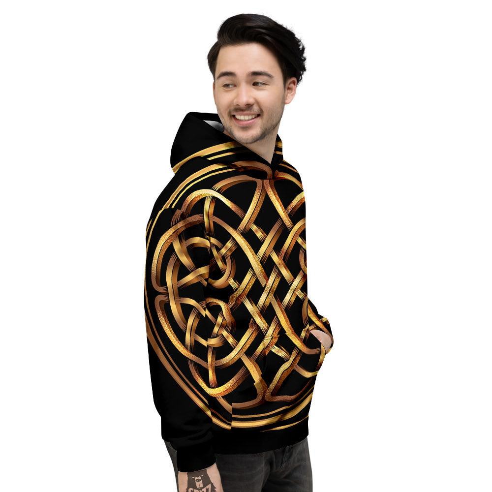 Celtic Knot Golden Print Men's Hoodie-grizzshop