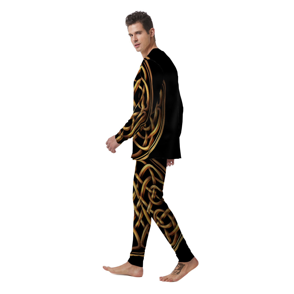 Celtic Knot Golden Print Men's Pajamas-grizzshop