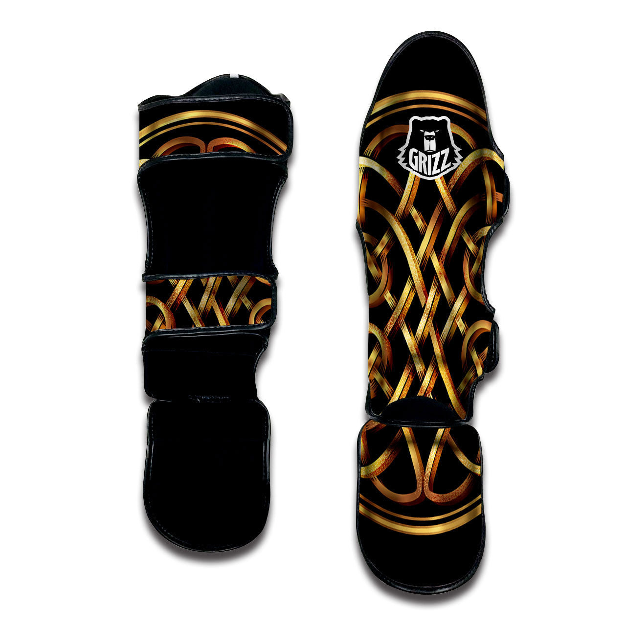 Celtic Knot Golden Print Muay Thai Shin Guards-grizzshop