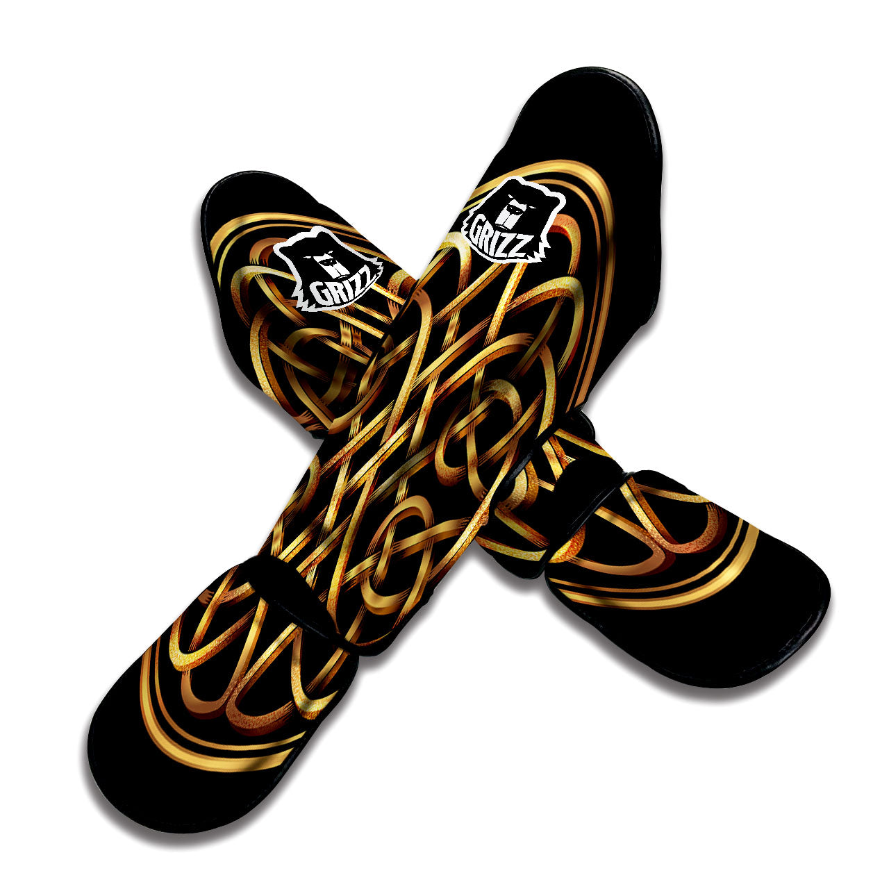Celtic Knot Golden Print Muay Thai Shin Guards-grizzshop