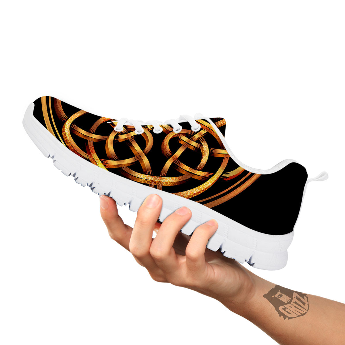 Celtic Knot Golden Print White Sneaker-grizzshop