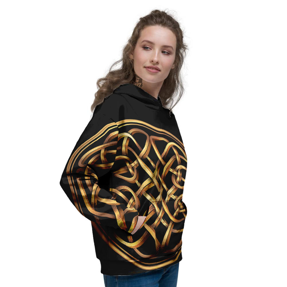 Celtic Knot Golden Print Women's Hoodie-grizzshop
