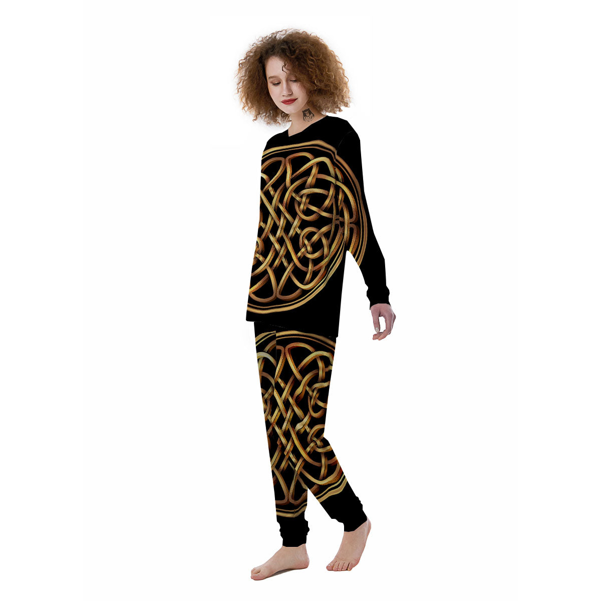 Celtic Knot Golden Print Women's Pajamas-grizzshop