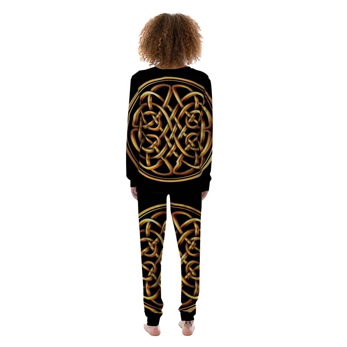 Celtic Knot Golden Print Women's Pajamas-grizzshop