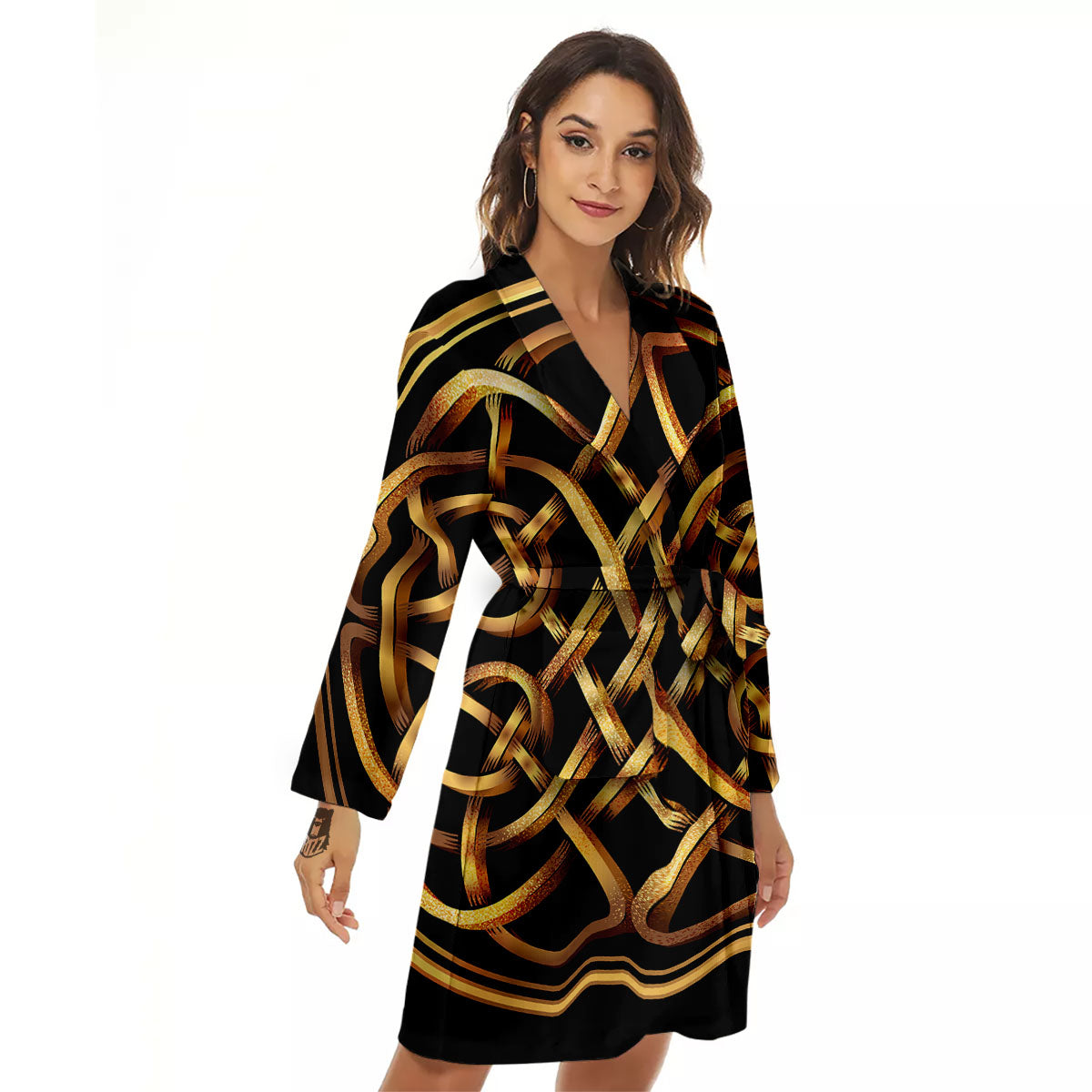 Celtic Knot Golden Print Women's Robe-grizzshop