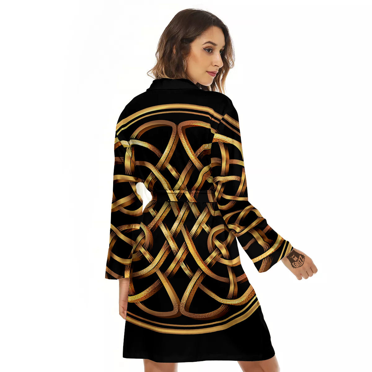 Celtic Knot Golden Print Women's Robe-grizzshop