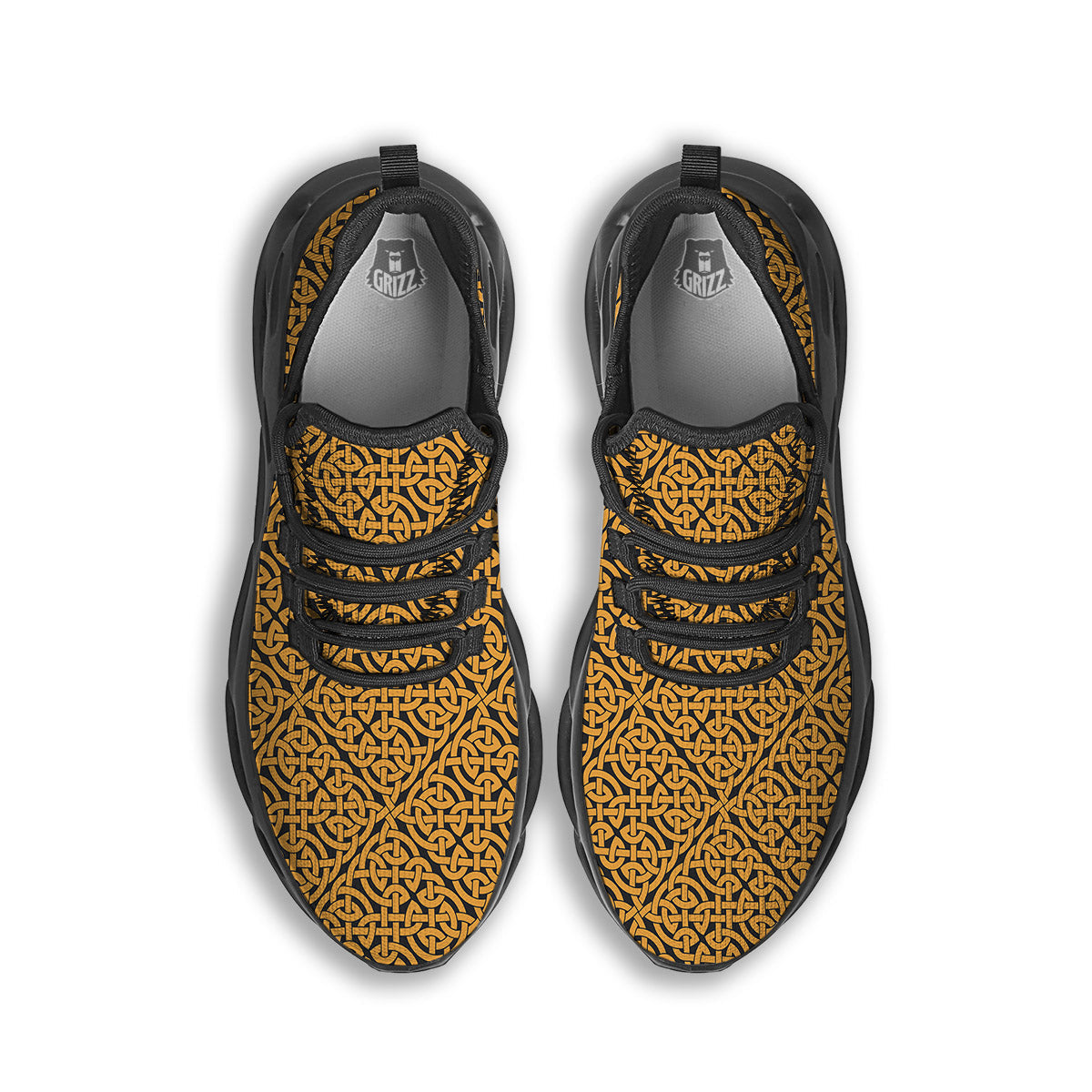 Celtic Knot Print Pattern Black Running Shoes-grizzshop