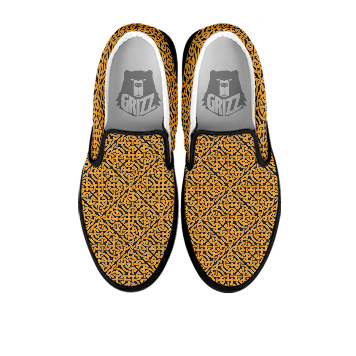 Celtic Knot Print Pattern Black Slip On Shoes-grizzshop