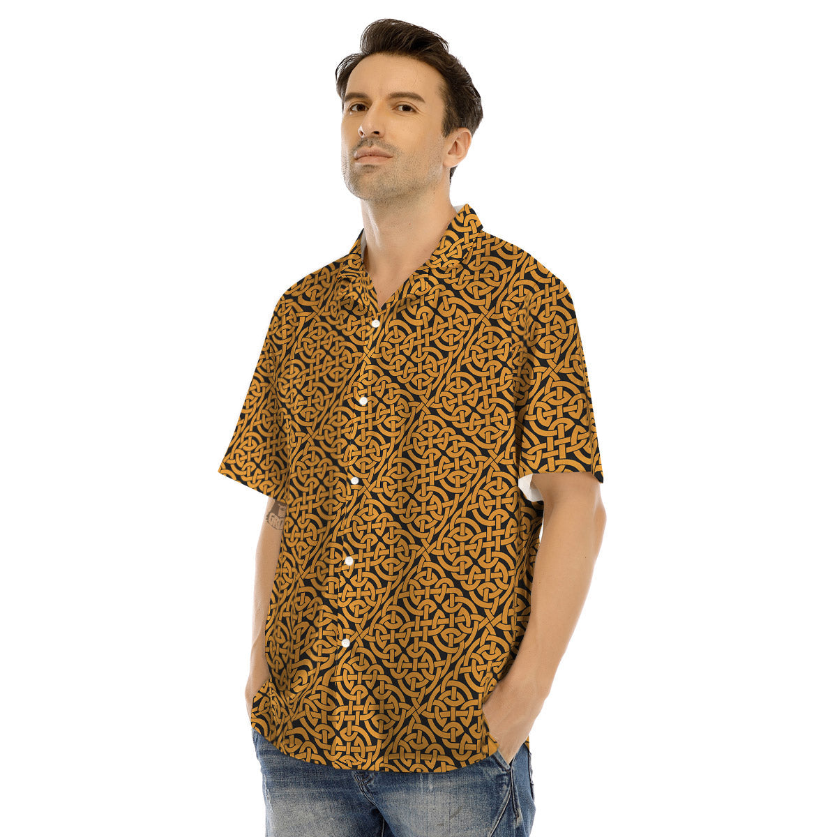 Celtic Knot Print Pattern Men's Hawaiian Shirt-grizzshop