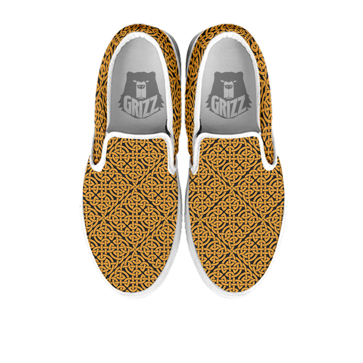 Celtic Knot Print Pattern White Slip On Shoes-grizzshop