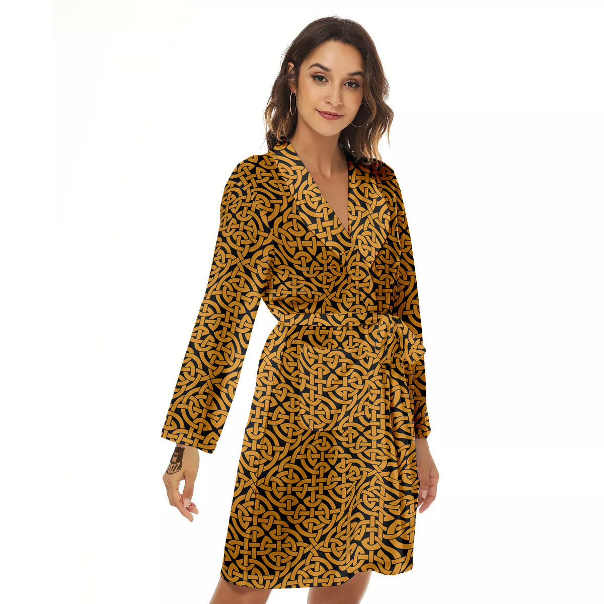Celtic Knot Print Pattern Women's Robe-grizzshop
