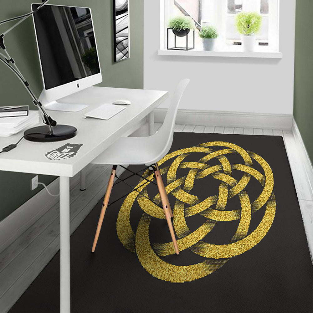 Celtic Knot Symbol Gold Circle Print Floor Mat-grizzshop