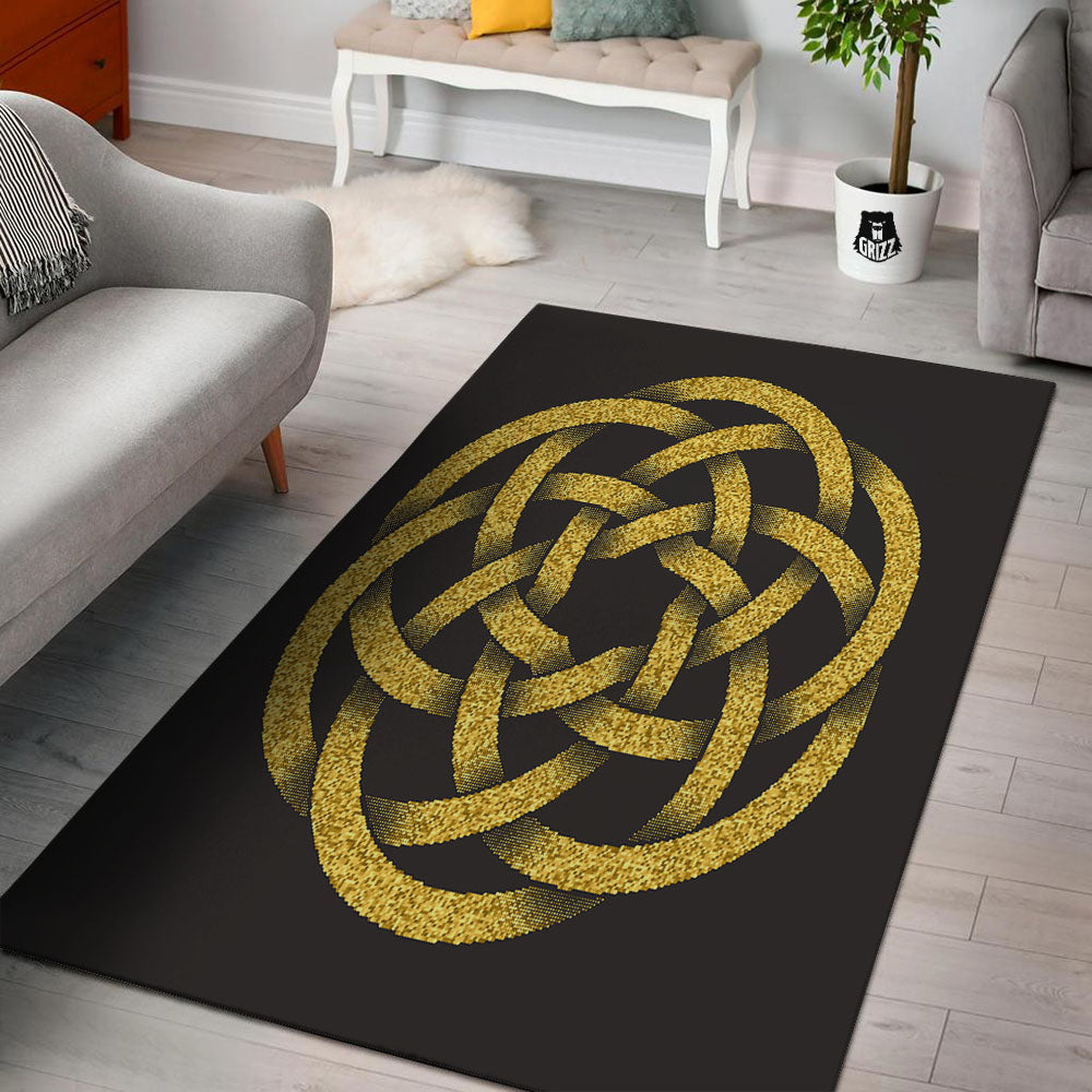 Celtic Knot Symbol Gold Circle Print Floor Mat-grizzshop