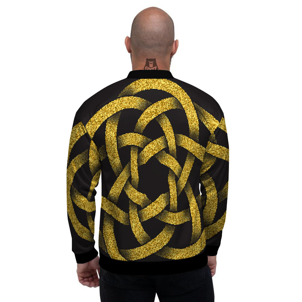 Celtic Knot Symbol Gold Circle Print Men's Bomber Jacket-grizzshop