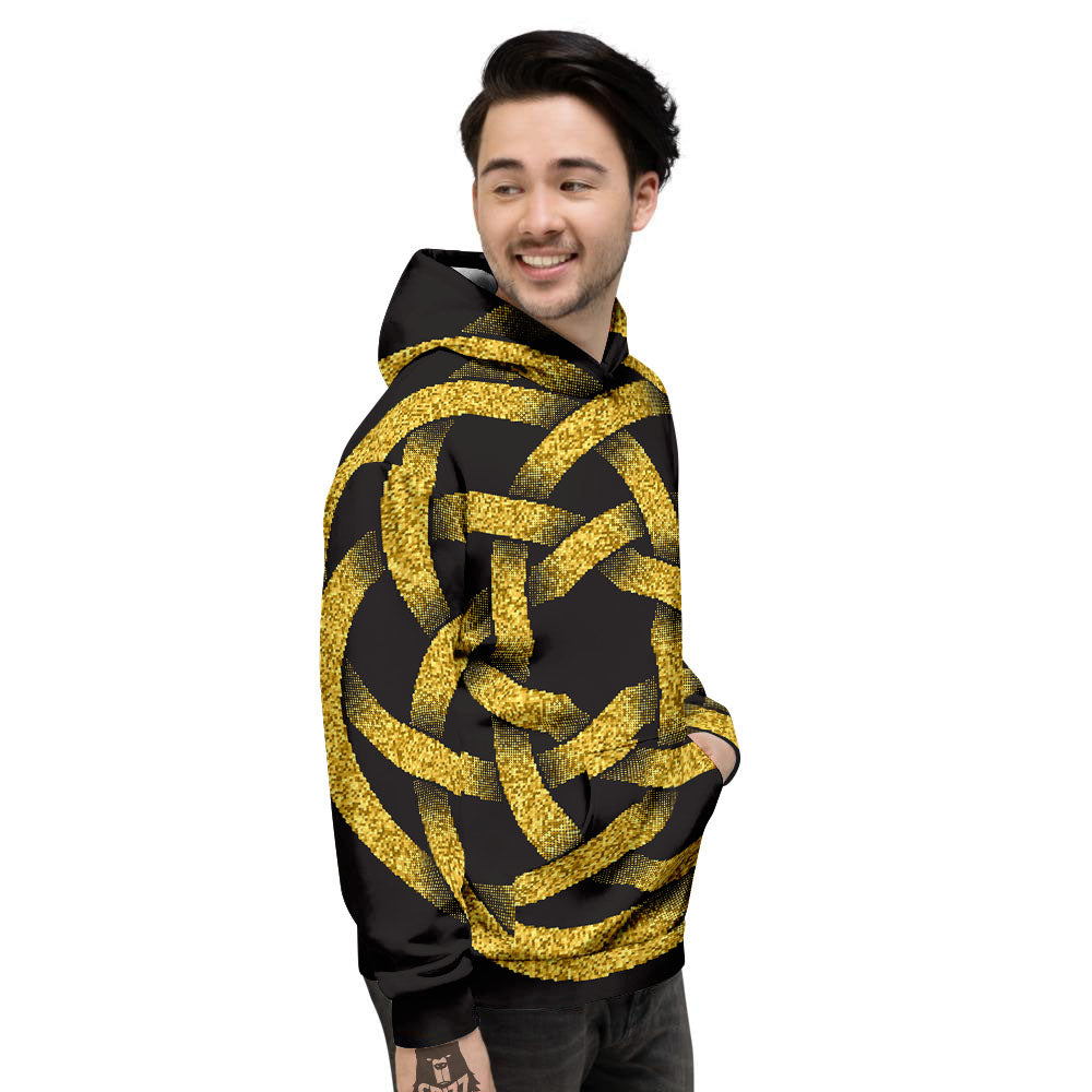 Celtic Knot Symbol Gold Circle Print Men's Hoodie-grizzshop