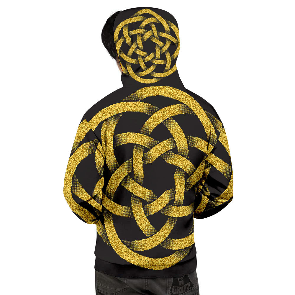 Celtic Knot Symbol Gold Circle Print Men's Hoodie-grizzshop