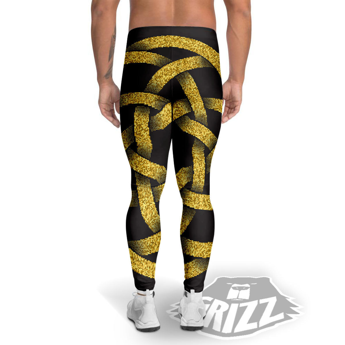 Celtic Knot Symbol Gold Circle Print Men's Leggings-grizzshop