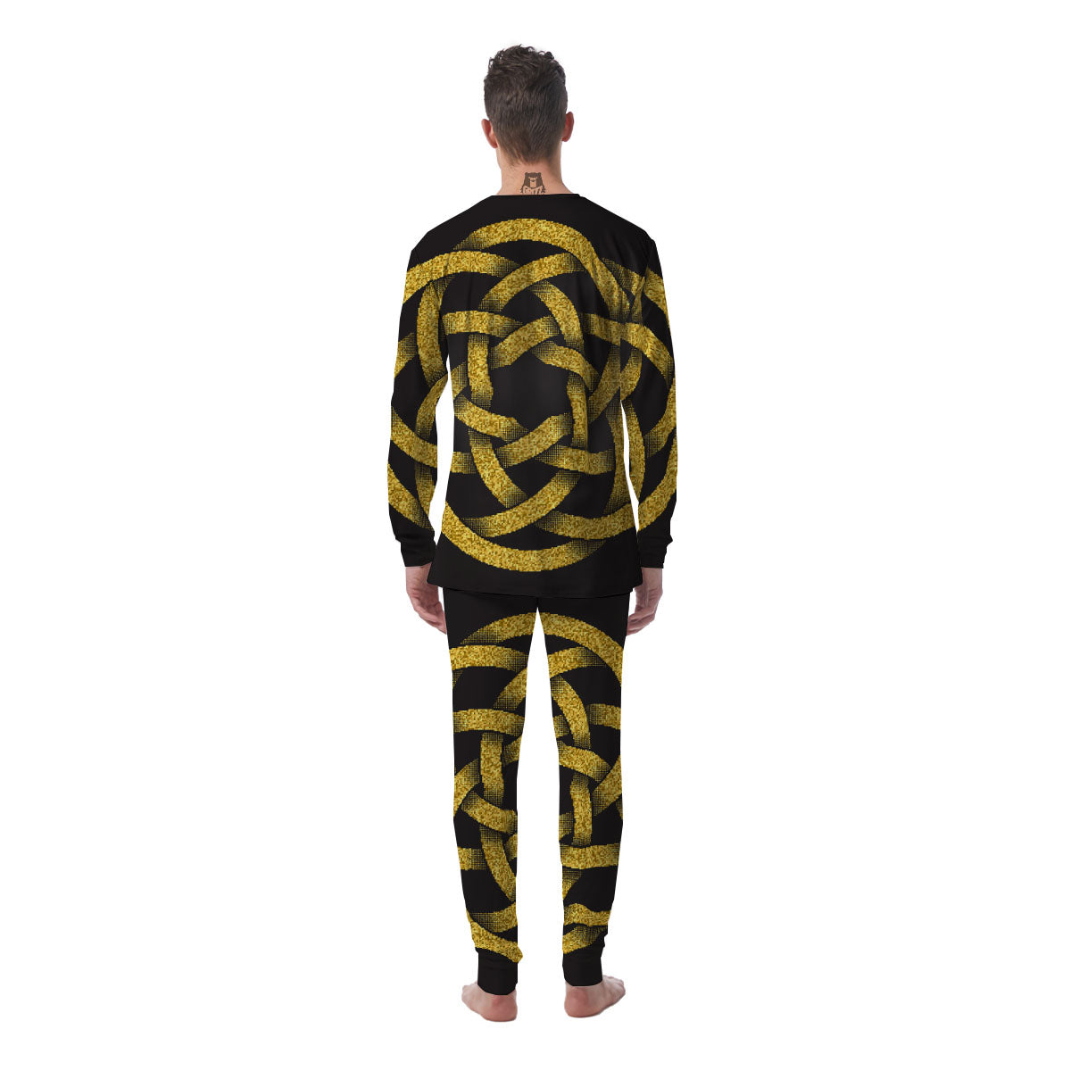 Celtic Knot Symbol Gold Circle Print Men's Pajamas-grizzshop