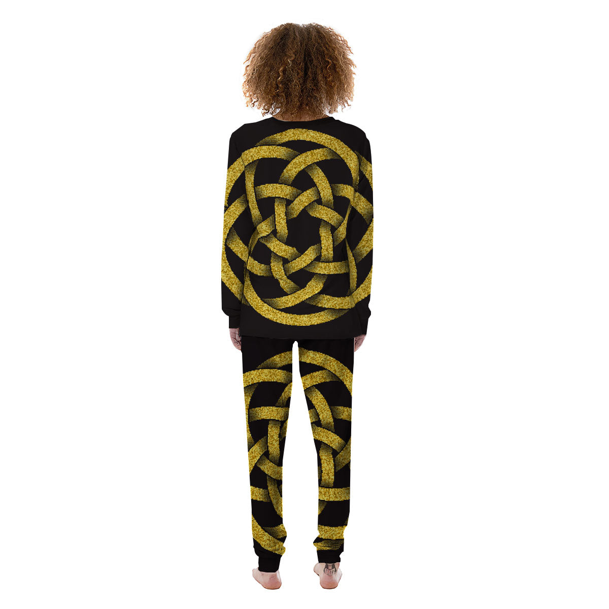 Celtic Knot Symbol Gold Circle Print Women's Pajamas-grizzshop