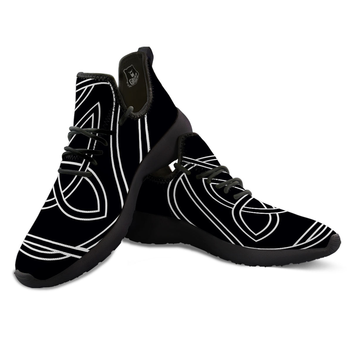 Celtic Knot White And Black Print Black Athletic Shoes-grizzshop