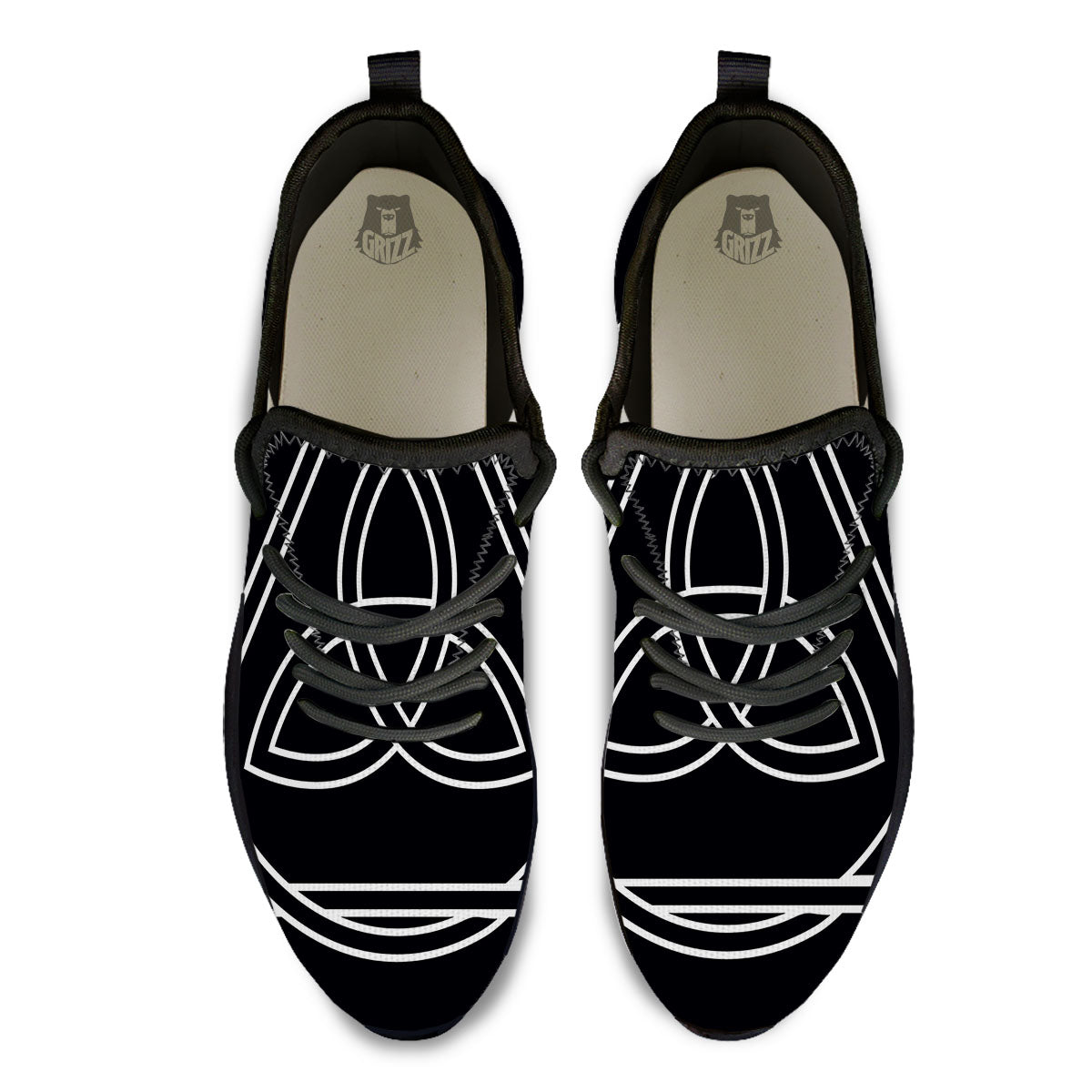 Celtic Knot White And Black Print Black Athletic Shoes-grizzshop