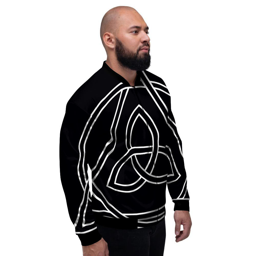 Celtic Knot White And Black Print Men's Bomber Jacket-grizzshop