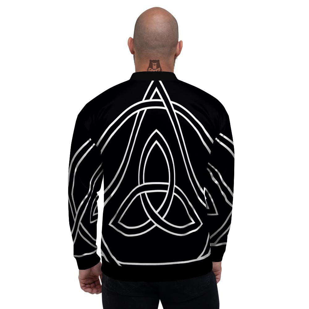 Celtic Knot White And Black Print Men's Bomber Jacket-grizzshop