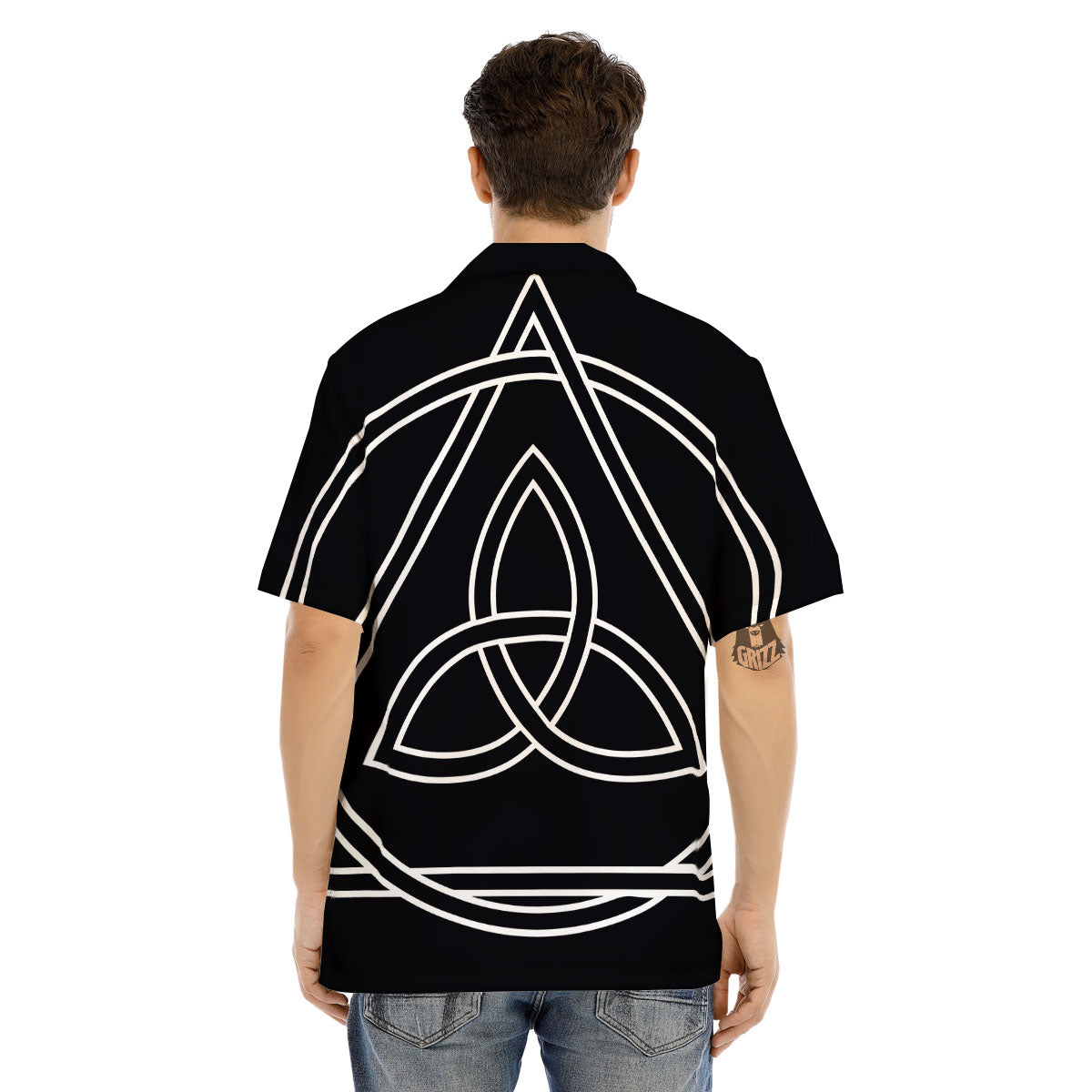 Celtic Knot White And Black Print Men's Hawaiian Shirt-grizzshop