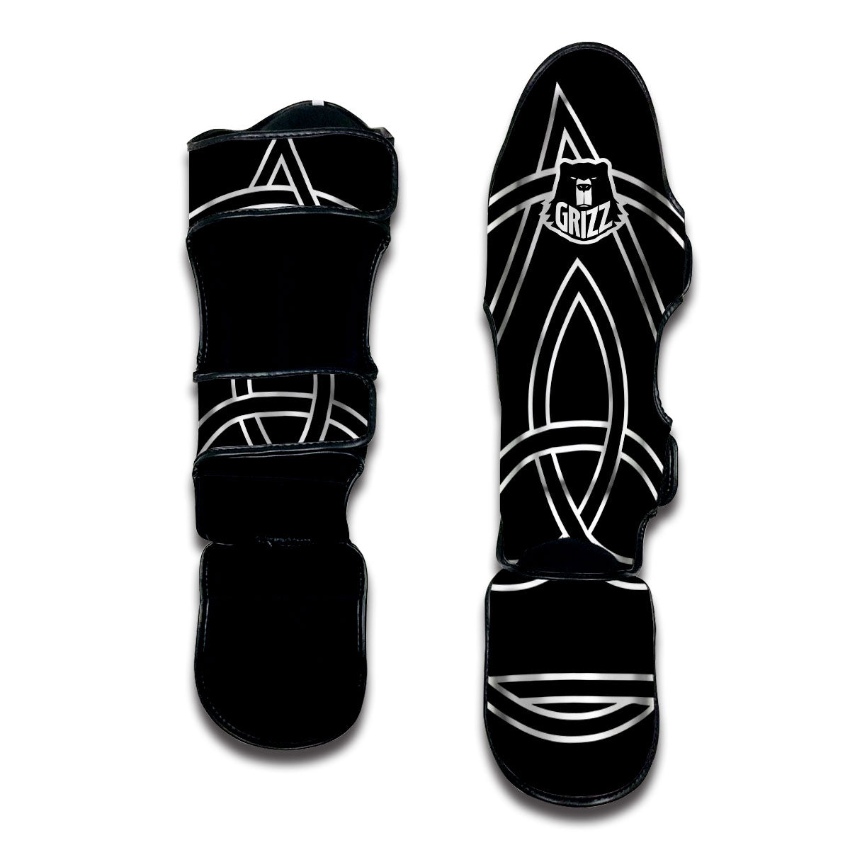 Celtic Knot White And Black Print Muay Thai Shin Guards-grizzshop