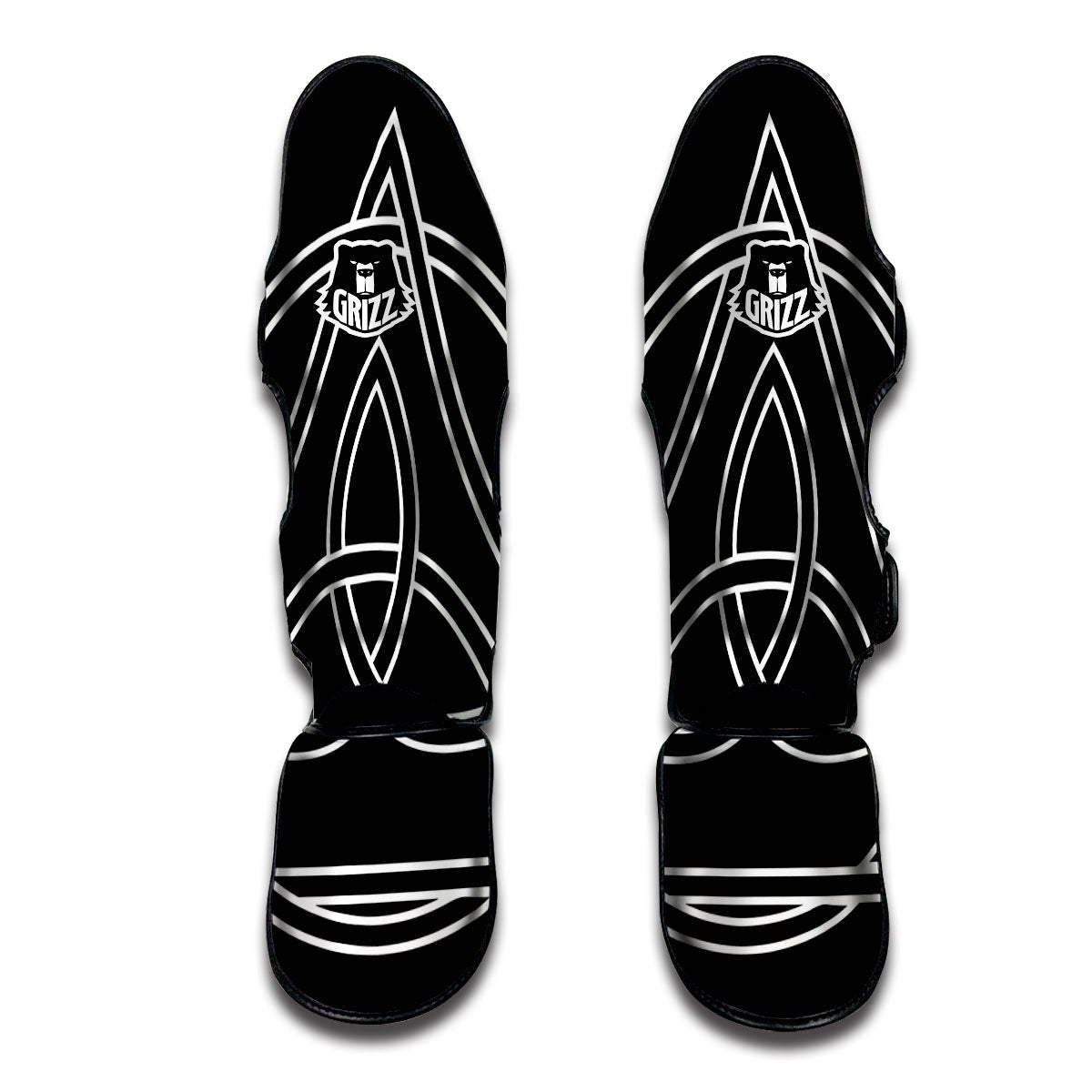 Celtic Knot White And Black Print Muay Thai Shin Guards-grizzshop