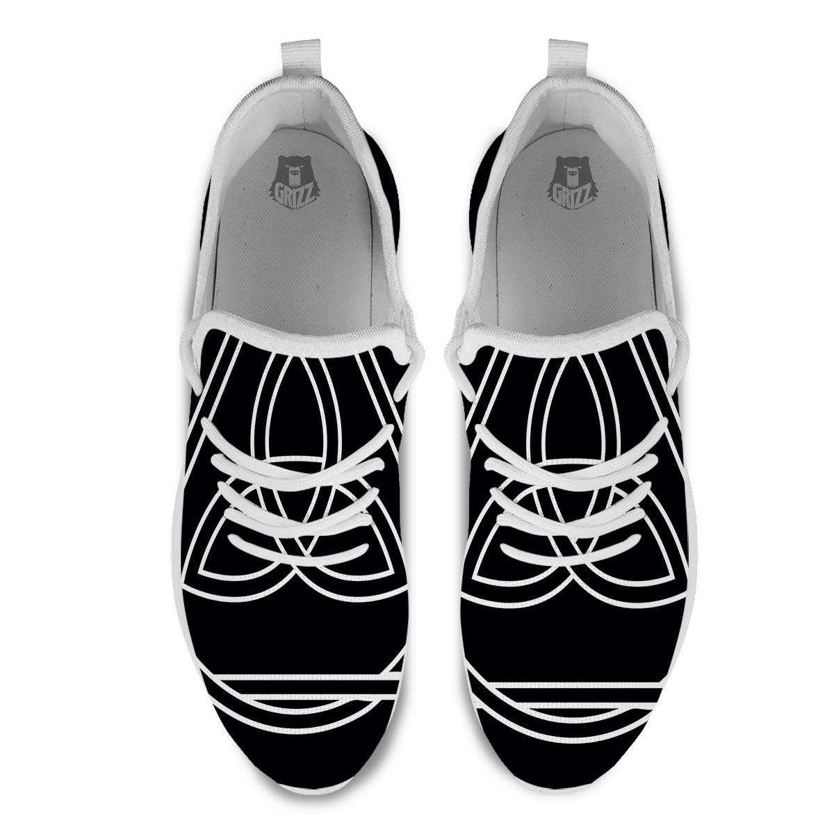 Celtic Knot White And Black Print White Athletic Shoes-grizzshop