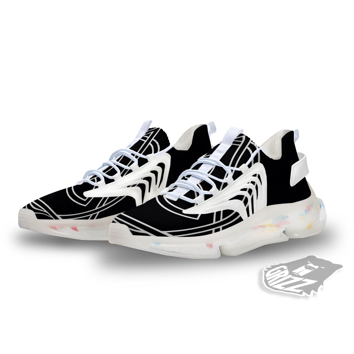 Celtic Knot White And Black Print White Gym Shoes-grizzshop