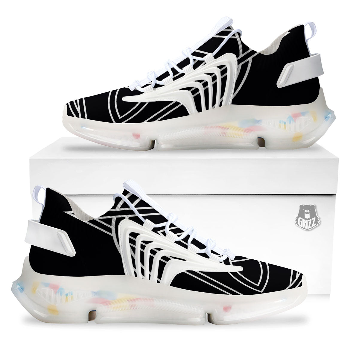 Celtic Knot White And Black Print White Gym Shoes-grizzshop