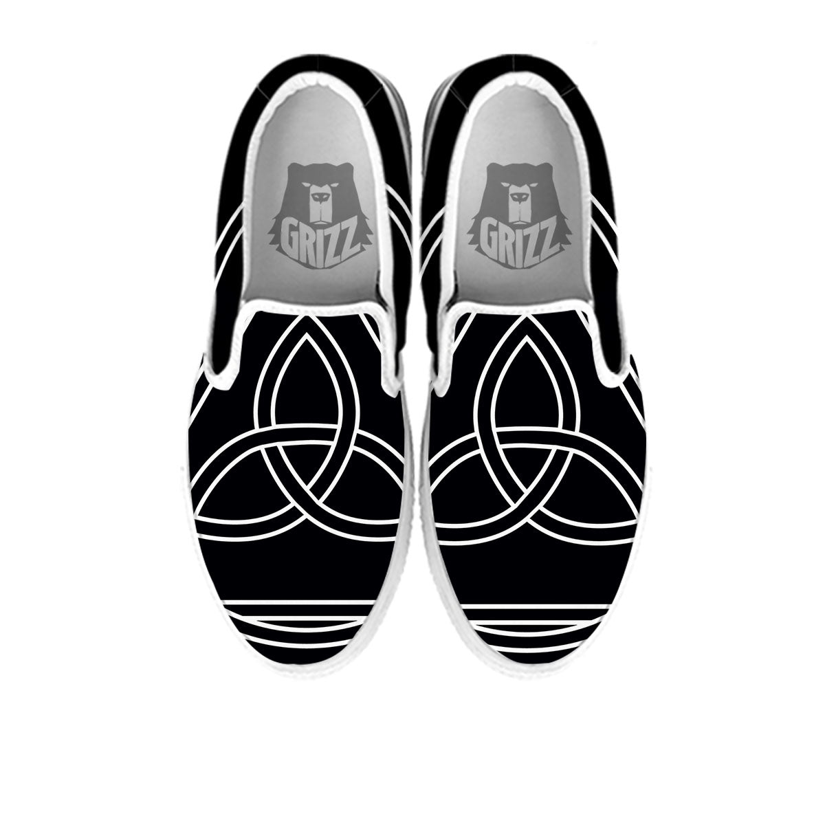 Celtic Knot White And Black Print White Slip On Shoes-grizzshop