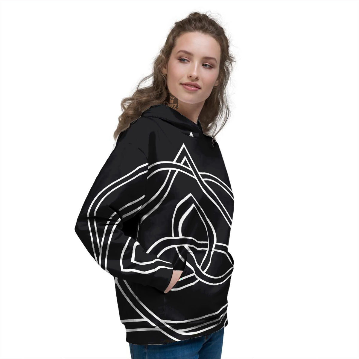 Celtic Knot White And Black Print Women's Hoodie-grizzshop