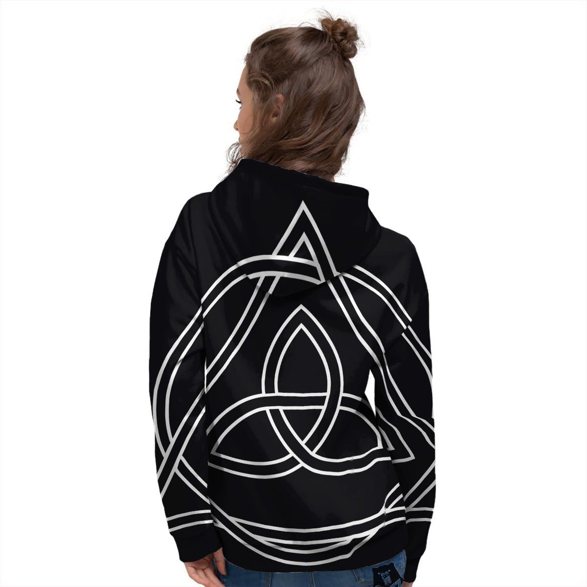 Celtic Knot White And Black Print Women's Hoodie-grizzshop
