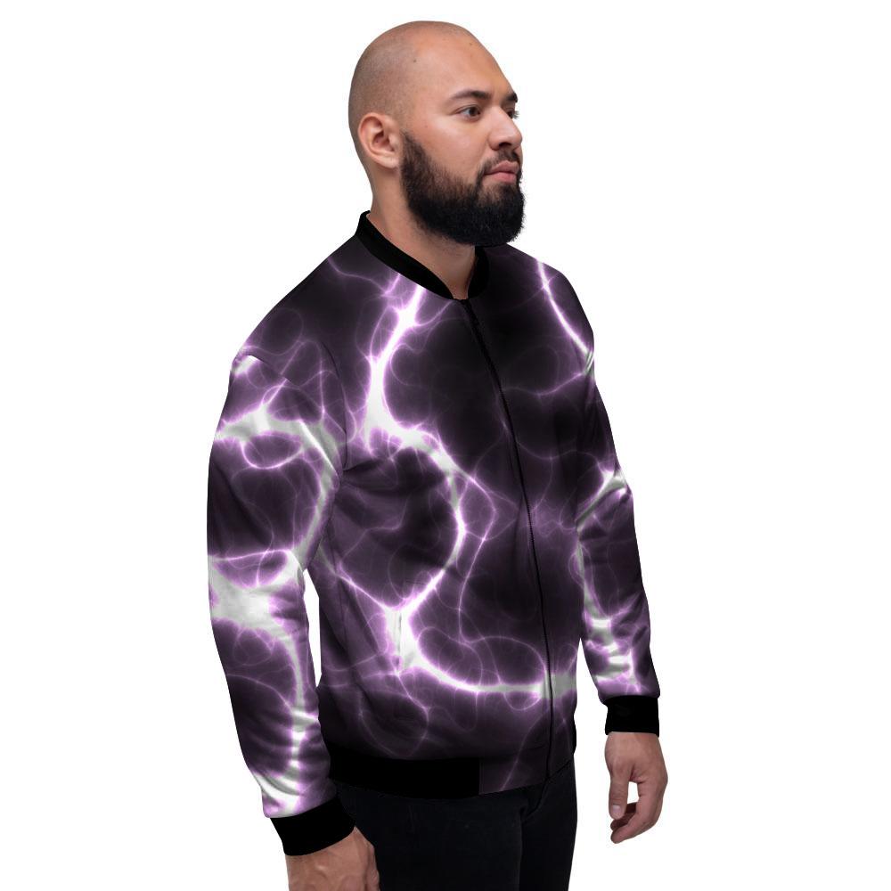 Chain Lightning Print Men's Bomber Jacket-grizzshop