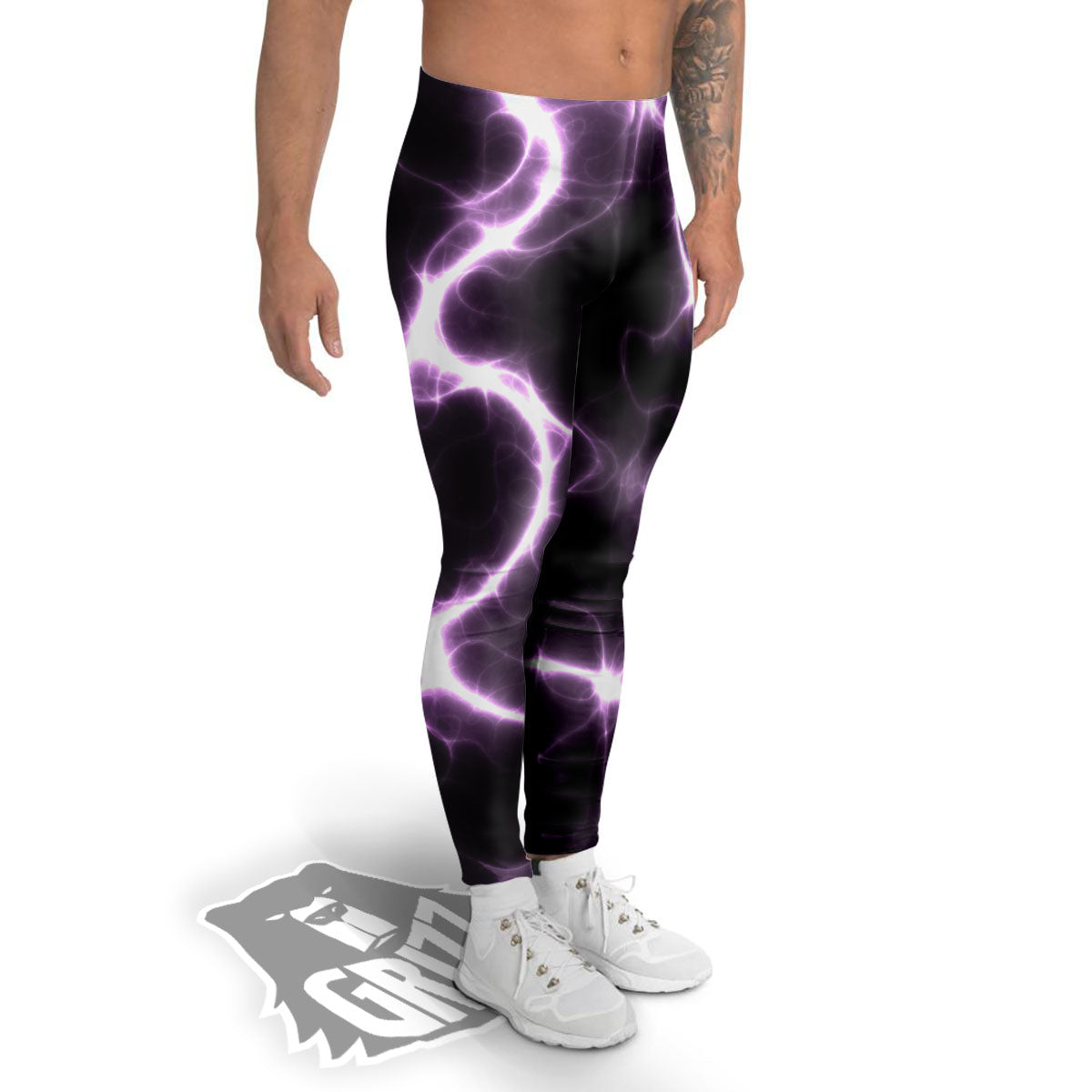 Chain Lightning Print Men's Leggings-grizzshop