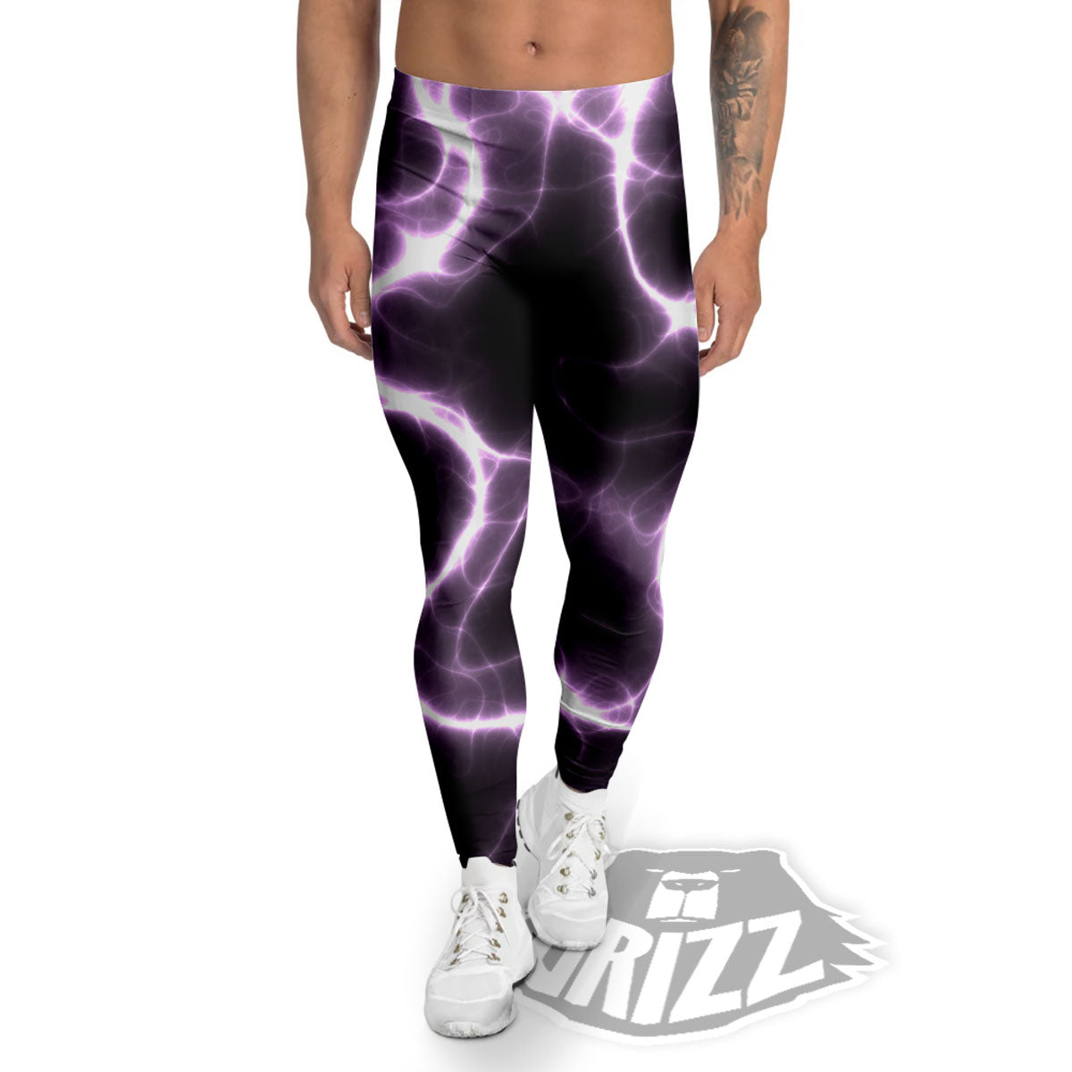 Chain Lightning Print Men's Leggings-grizzshop