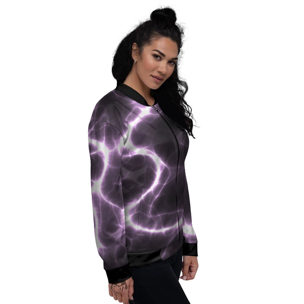 Chain Lightning Print Women's Bomber Jacket-grizzshop
