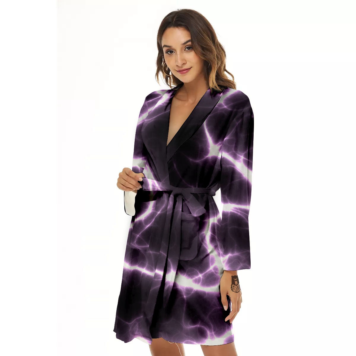 Chain Lightning Print Women's Robe-grizzshop