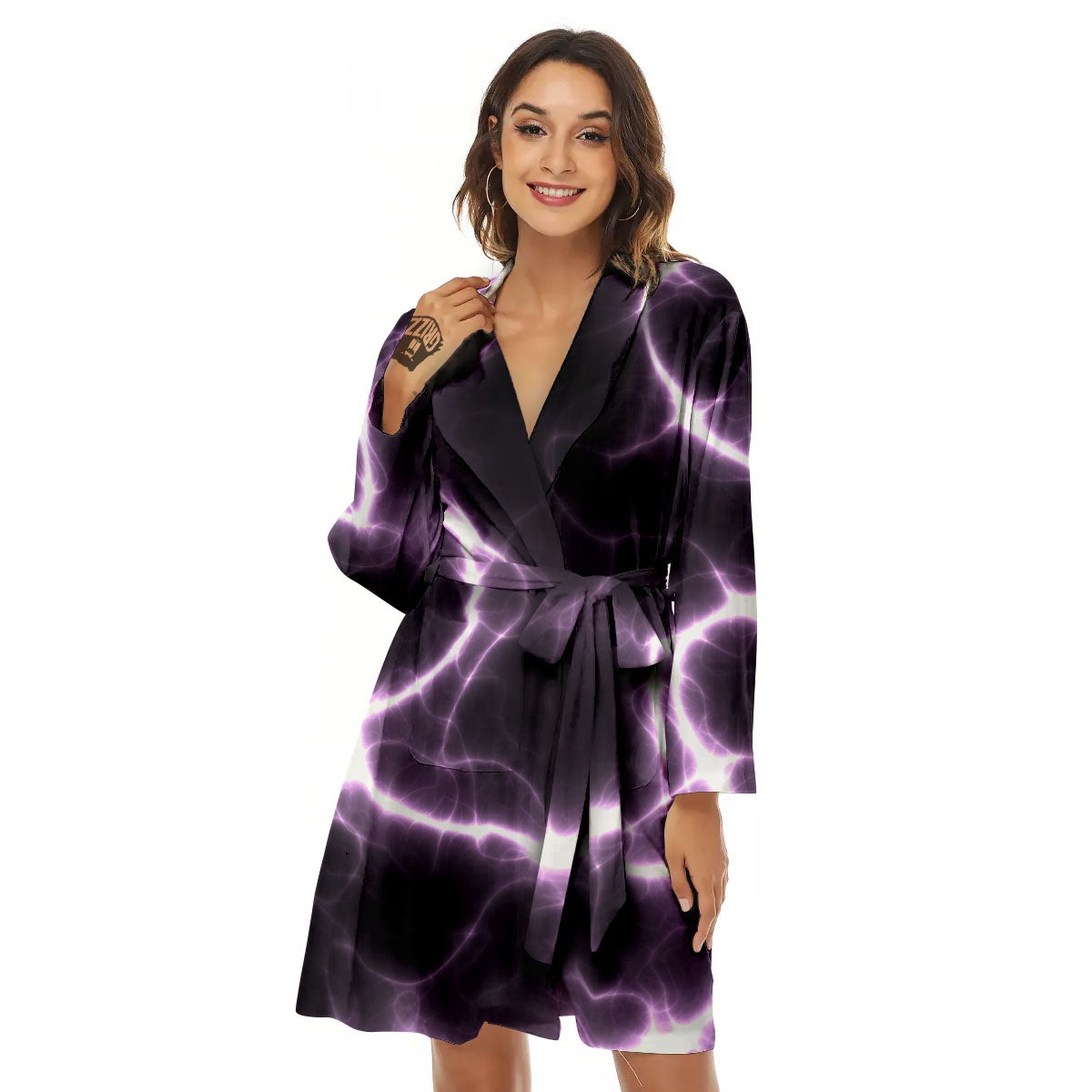 Chain Lightning Print Women's Robe-grizzshop