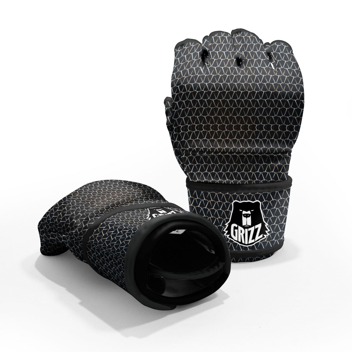 Chainmail Metal Print Pattern MMA Gloves-grizzshop