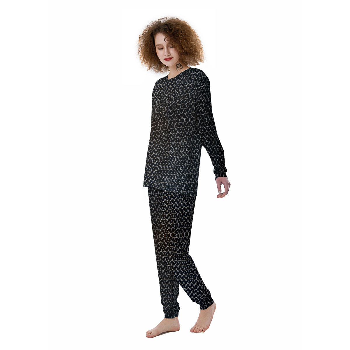 Chainmail Metal Print Pattern Women's Pajamas-grizzshop
